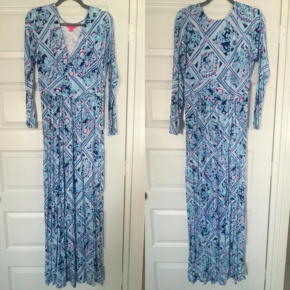 Lilly Pulitzer Nichola Maxi Dress Meet Me On The Dock Long Sleeve